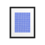 Royal Blue Fine Weave Mid Century Modern Minimalist Woven Line Pattern with White Framed Art Print Gallery Image 6