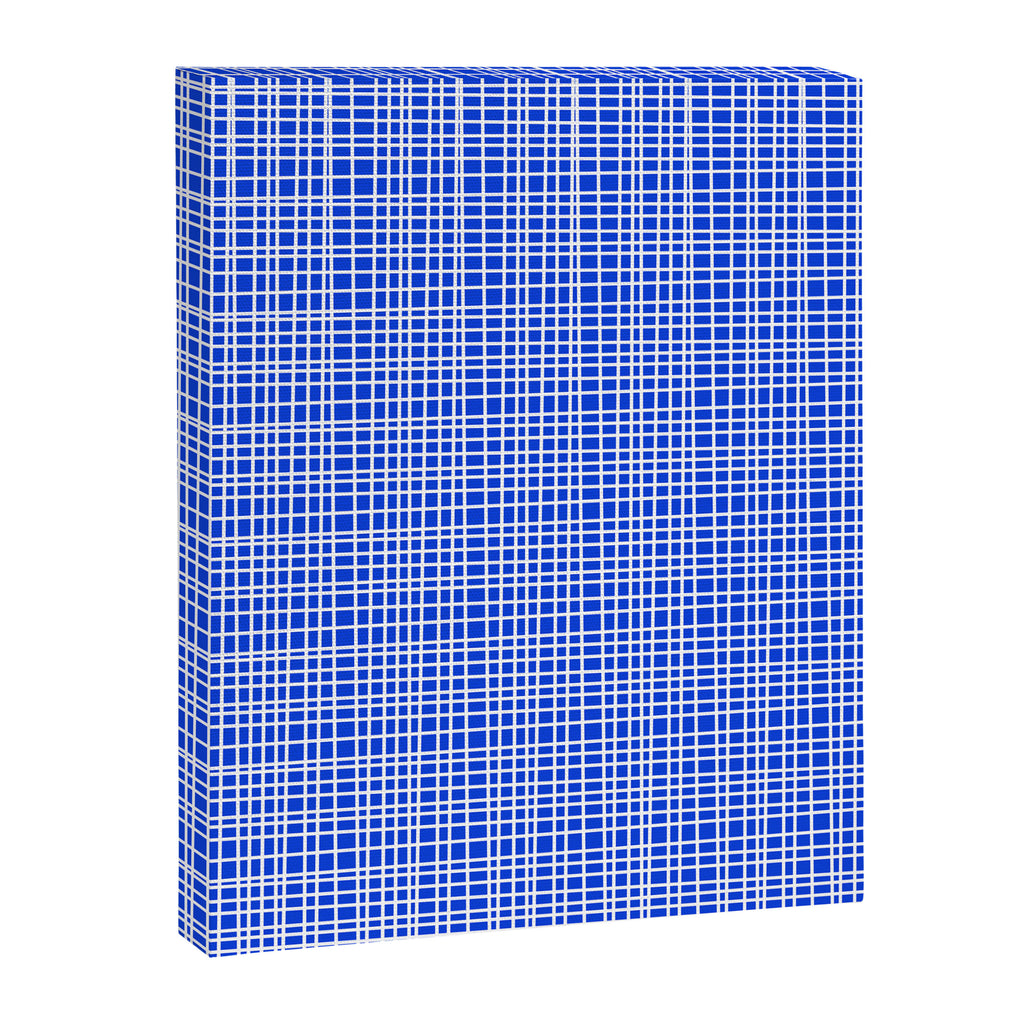 Royal Blue Fine Weave Retro Mid Century Modern Minimalist Woven Line Pattern Canvas Print Gallery Image 8