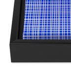 Royal Blue Fine Weave Retro Mid Century Modern Minimalist Woven Line Pattern Framed Canvas Print Gallery Image 3