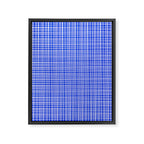 Royal Blue Fine Weave Retro Mid Century Modern Minimalist Woven Line Pattern Framed Canvas Print Gallery Image 8