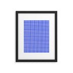 Royal Blue Fine Weave Retro Mid Century Modern Minimalist Woven Line Pattern Framed Art Print Gallery Image 6