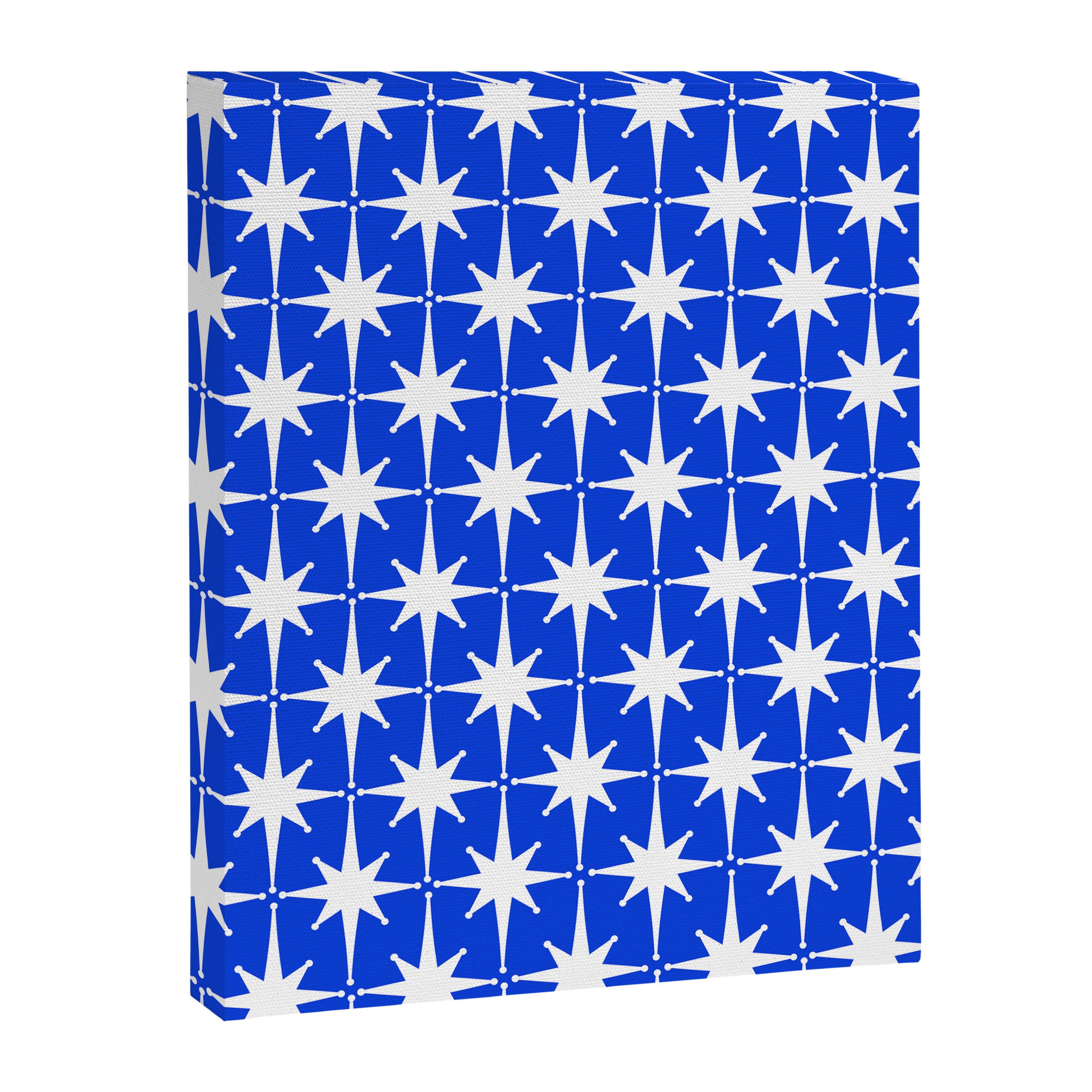 Royal Blue Mid Century Modern Atomic Age Starburst Stars Pattern Canvas Print Gallery Image 6