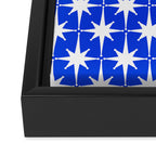 Royal Blue Mid Century Modern Atomic Age Starburst Stars Pattern Framed Canvas Print Gallery Image 3