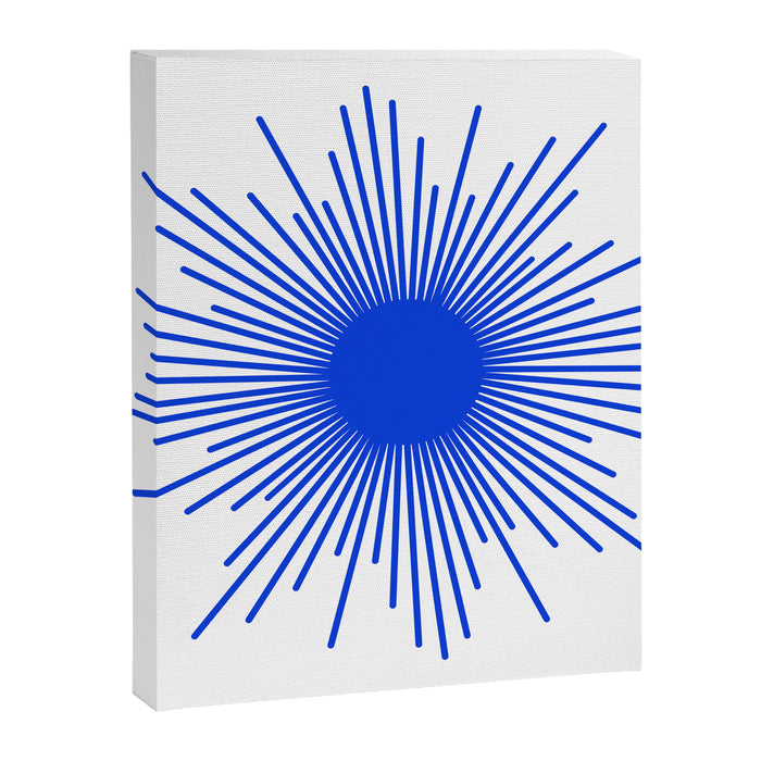 Royal Blue Mid Century Modern Minimal Sunburst Retro Sun Canvas Print Gallery Image 1