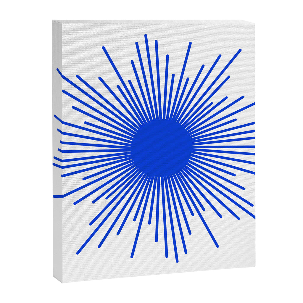 Royal Blue Mid Century Modern Minimal Sunburst Retro Sun Canvas Print Gallery Image 8