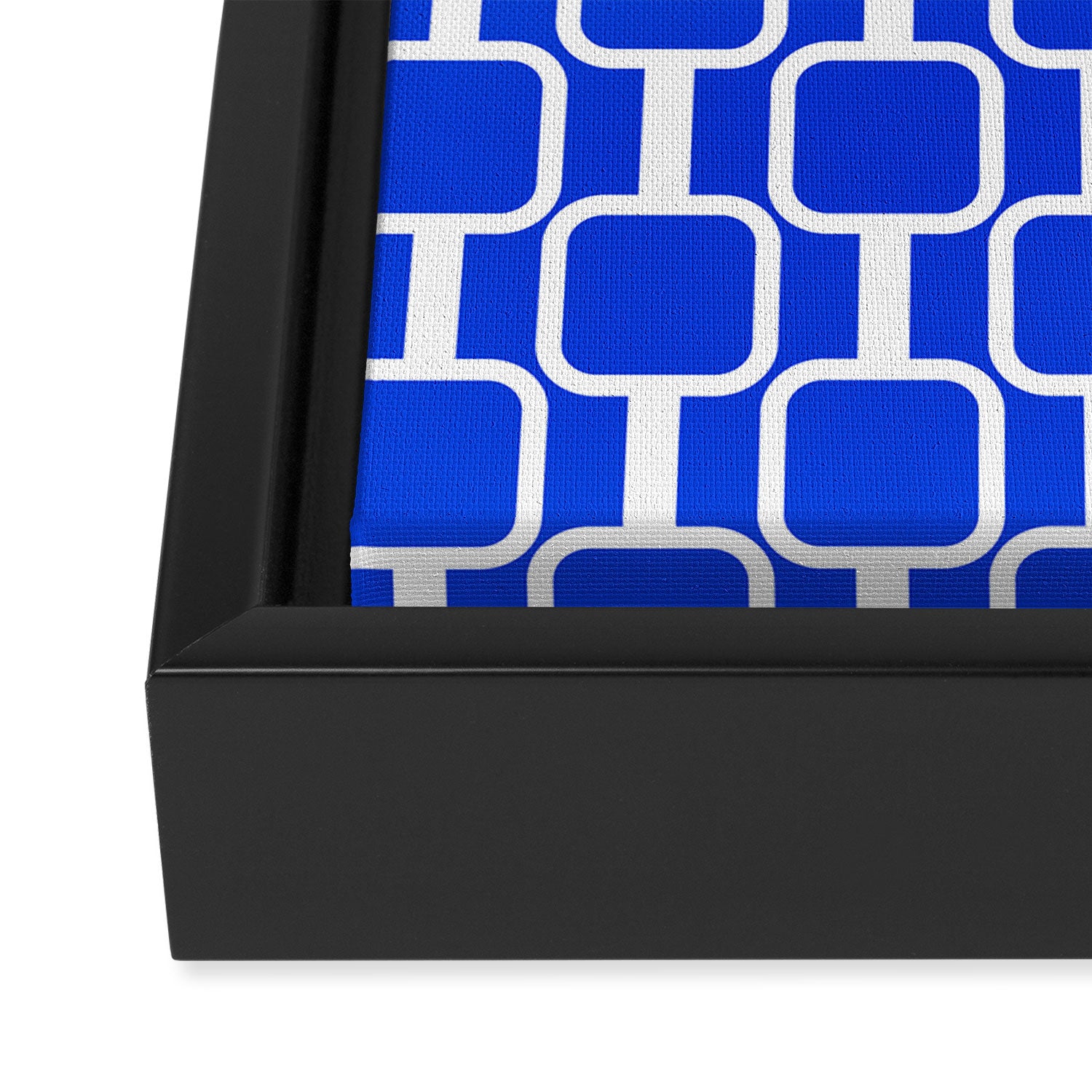 Royal Blue Mod Links Midcentury Modern Geometric Pattern Framed Canvas Print Gallery Image 3