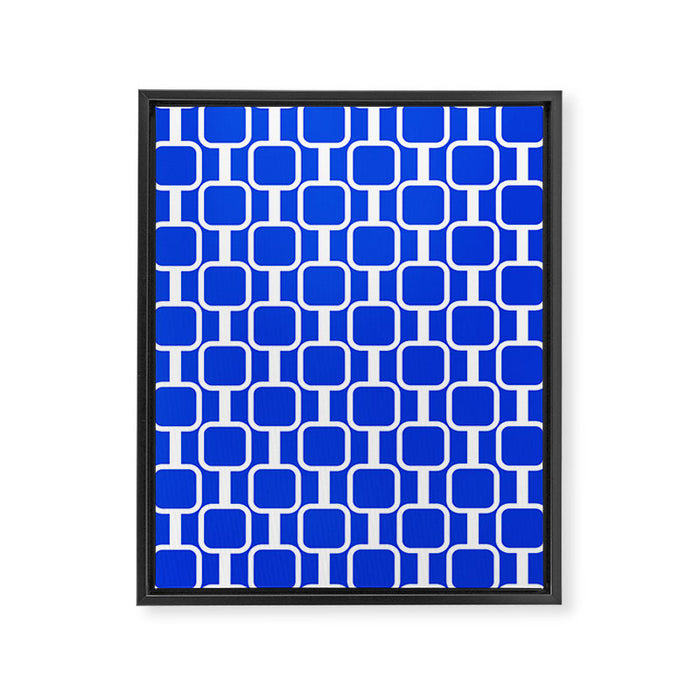 Royal Blue Mod Links Midcentury Modern Geometric Pattern Framed Canvas Print Gallery Image 1