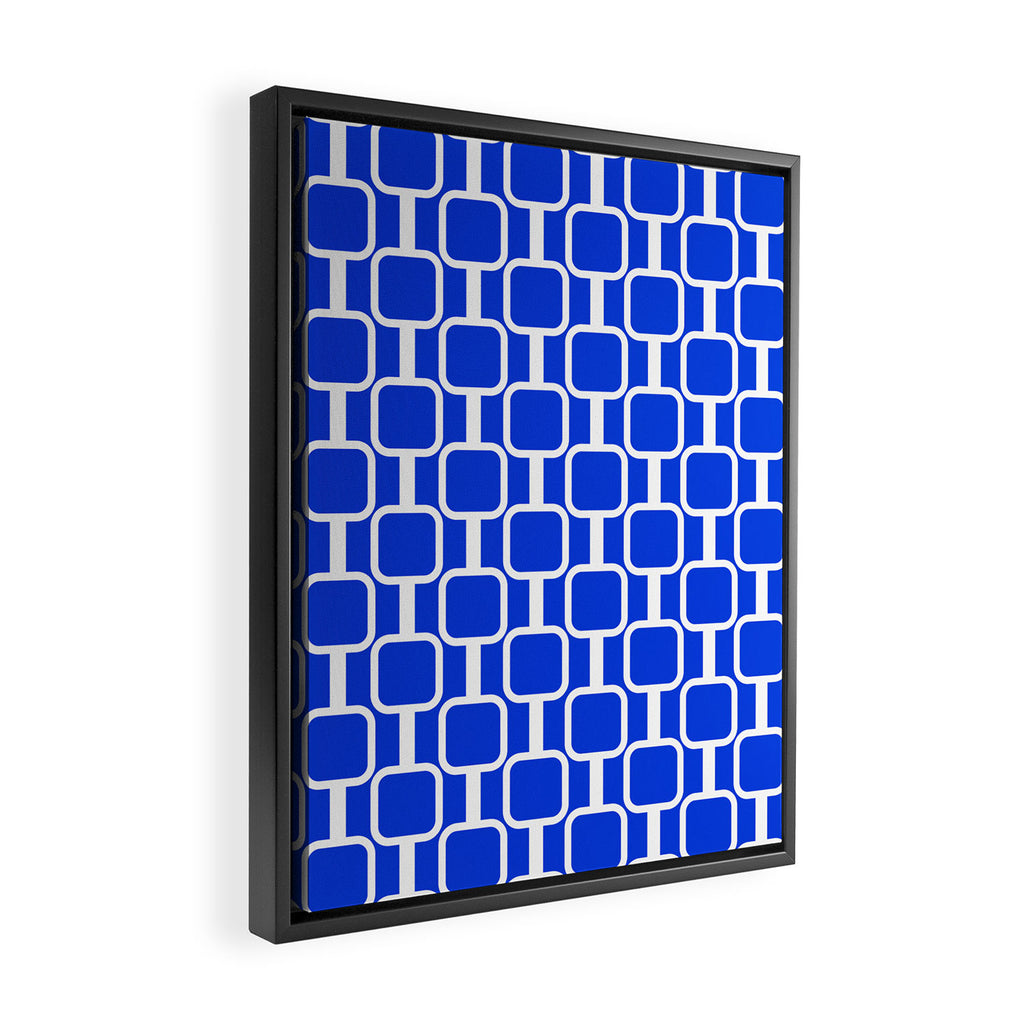 Royal Blue Mod Links Midcentury Modern Geometric Pattern Framed Canvas Print Gallery Image 2