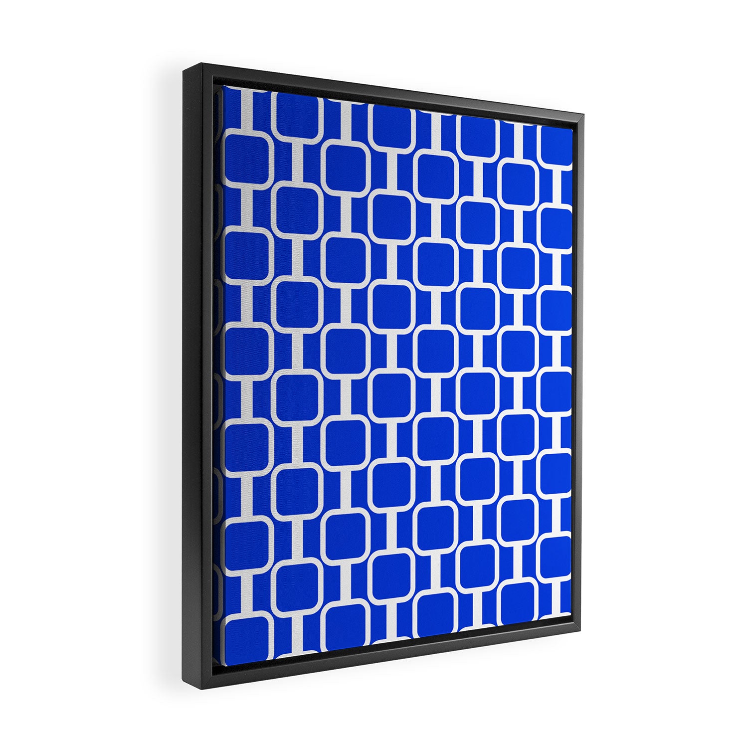 Royal Blue Mod Links Midcentury Modern Geometric Pattern Framed Canvas Print Gallery Image 2