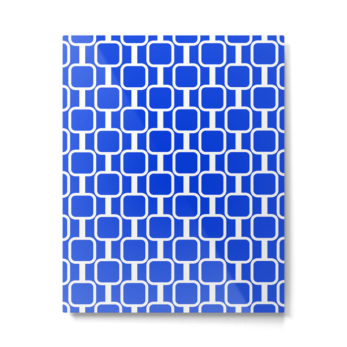 Royal Blue Mod Links Midcentury Modern Geometric Pattern Metal Print Gallery Image 1
