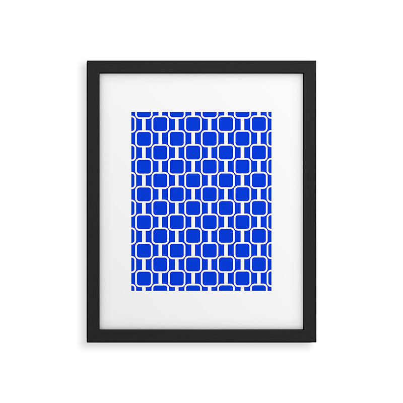 Royal Blue Mod Links Midcentury Modern Geometric Pattern Framed Art Print Gallery Image 6