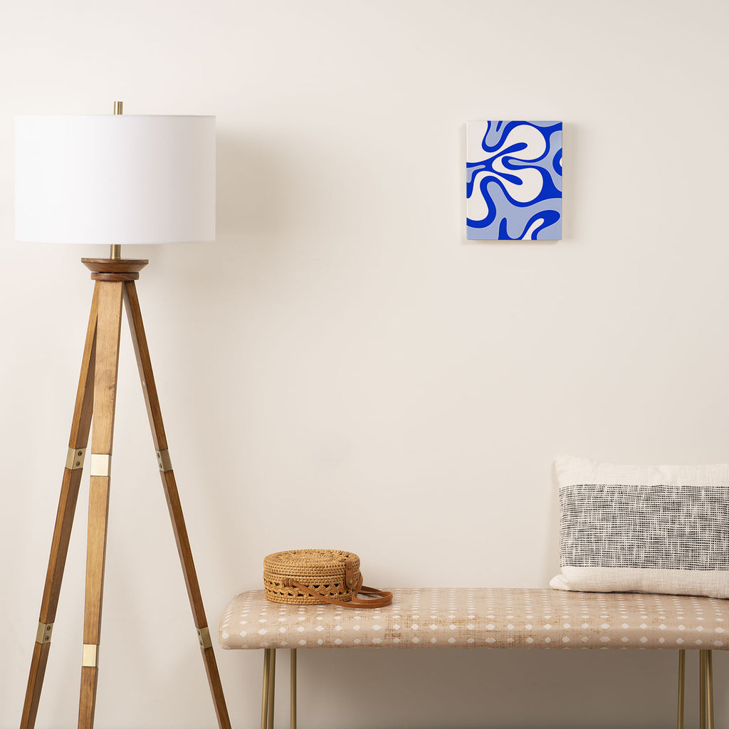 Royal Blue Smooth Contours Retro Contemporary Abstract Pattern Canvas Print Gallery Image 2