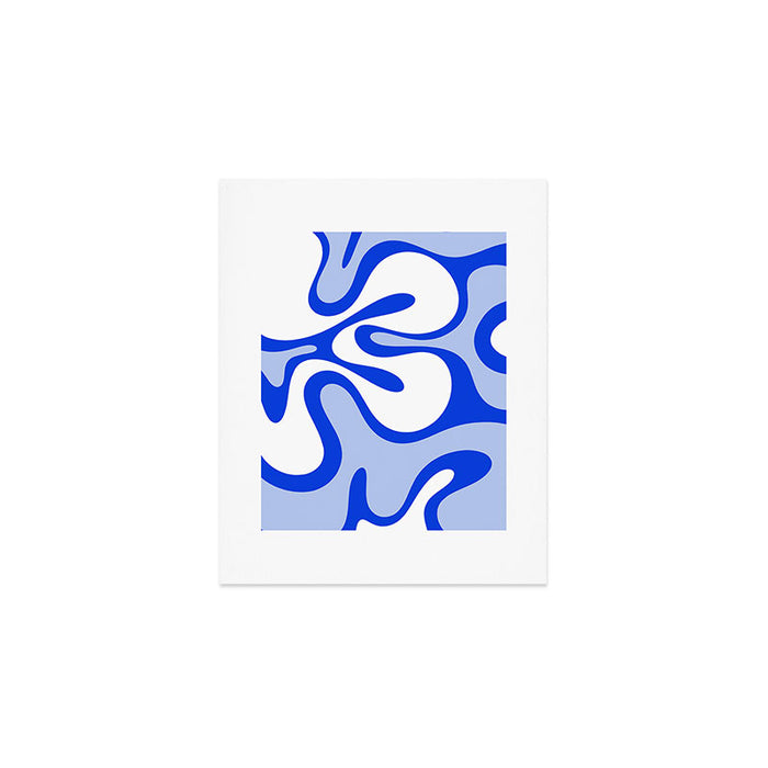 Royal Blue Smooth Contours Retro Contemporary Abstract Pattern Art Print Gallery Image 1