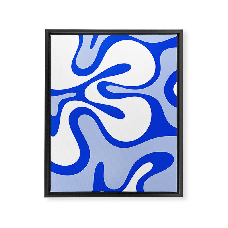 Royal Blue Smooth Contours Retro Contemporary Abstract Pattern Framed Canvas Print Gallery Image 6