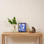 Royal Blue Smooth Contours Retro Contemporary Abstract Pattern Framed Canvas Print Gallery Image 4