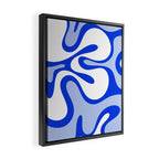 Royal Blue Smooth Contours Retro Contemporary Abstract Pattern Framed Canvas Print Gallery Image 2