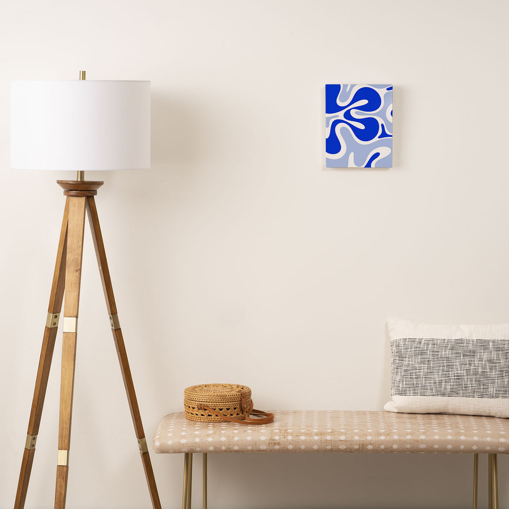 Royal Blue Smooth Contours Retro Contemporary Abstract Pattern with Light Blue Canvas Print Gallery Image 2