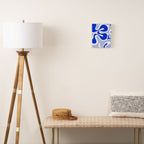 Royal Blue Smooth Contours Retro Contemporary Abstract Pattern with Light Blue Canvas Print Gallery Image 2