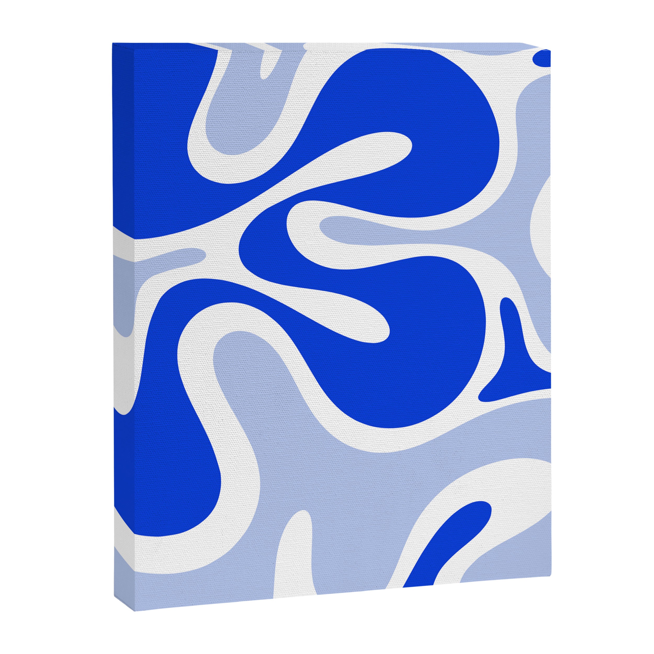 Royal Blue Smooth Contours Retro Contemporary Abstract Pattern with Light Blue Canvas Print Gallery Image 6