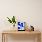 Royal Blue Smooth Contours Retro Contemporary Abstract Pattern with Light Blue Framed Canvas Print Gallery Image 4