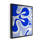 Royal Blue Smooth Contours Retro Contemporary Abstract Pattern with Light Blue Framed Canvas Print Gallery Image 2