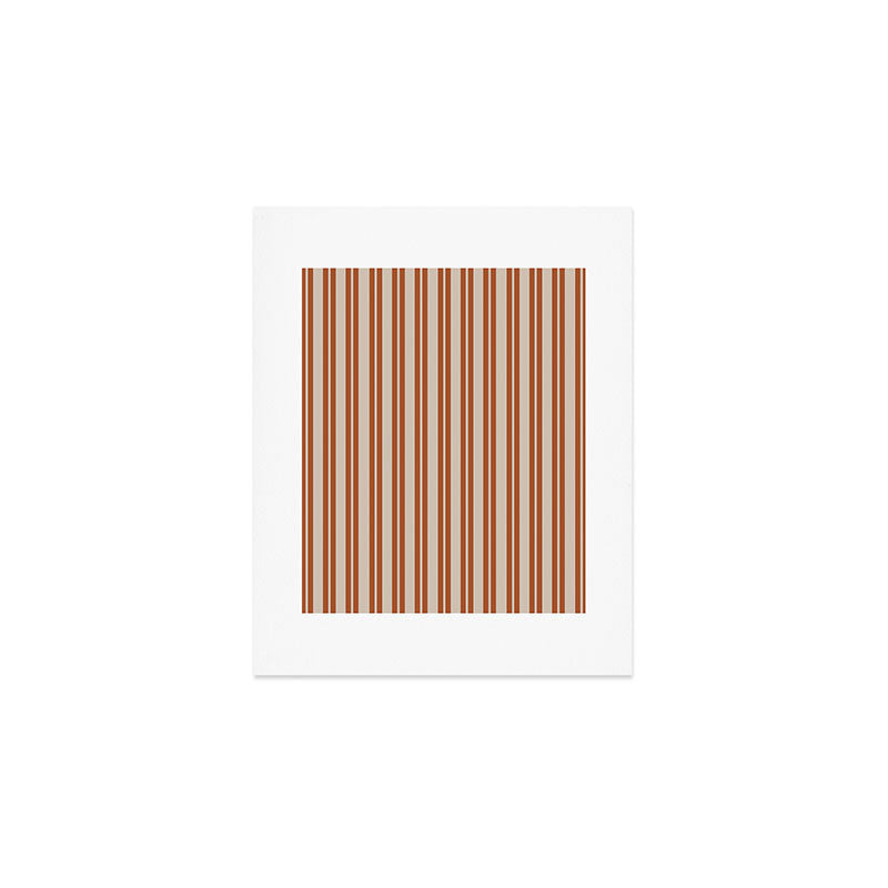 Rust Clay and Putty Classic Double Stripe Pattern Art Print Gallery Image 1