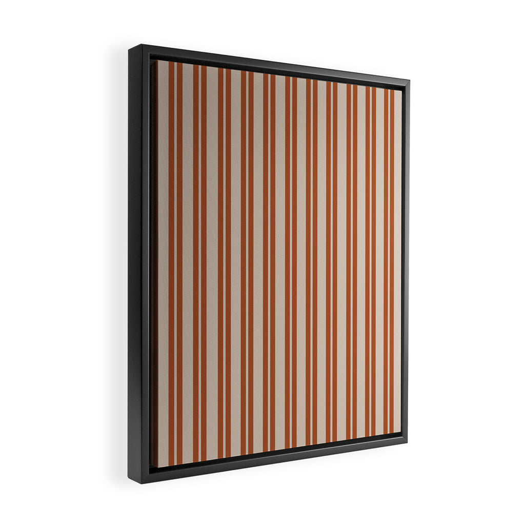 Rust Clay and Putty Classic Double Stripe Pattern Framed Canvas Print Gallery Image 2