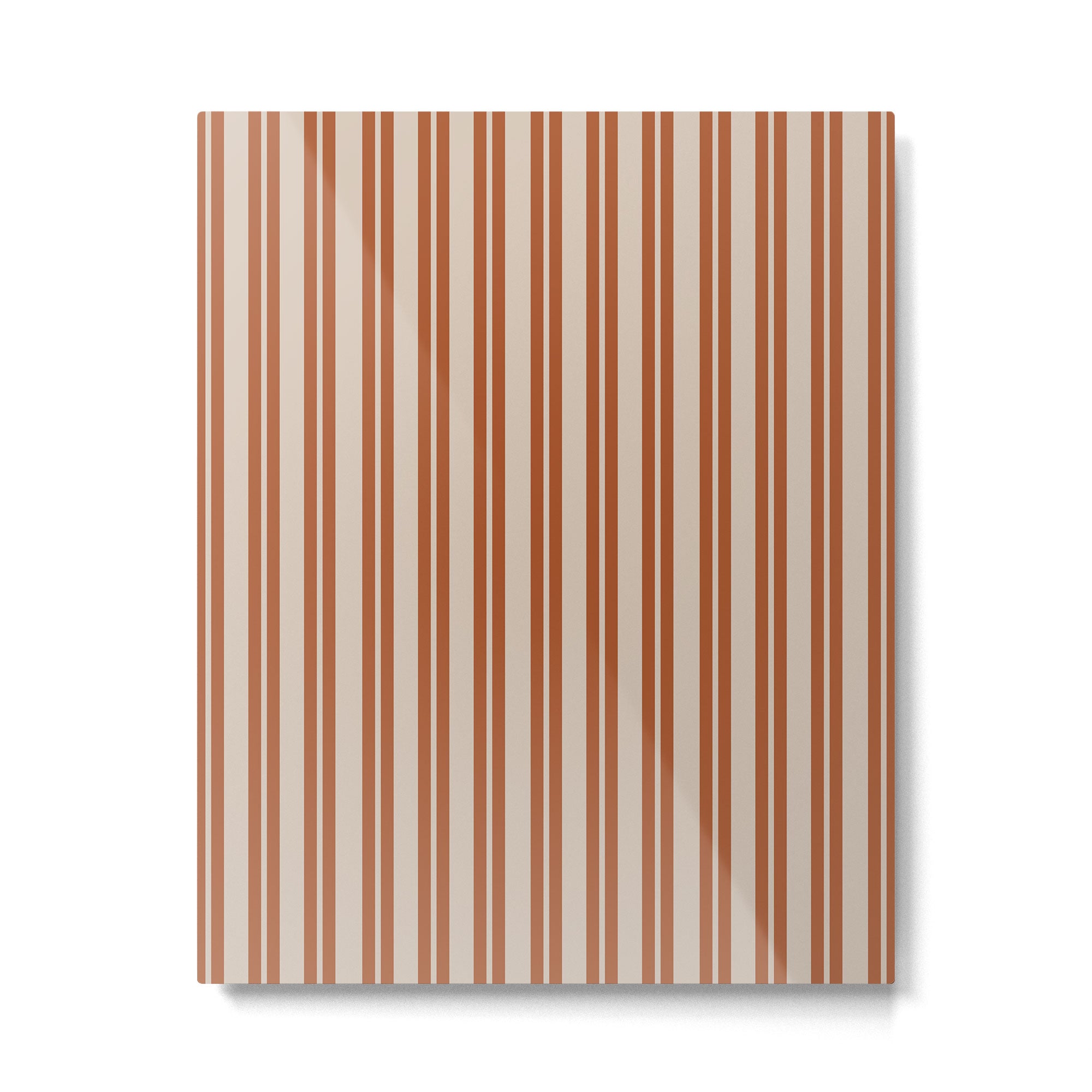 Rust Clay and Putty Classic Double Stripe Pattern Metal Print Gallery Image 6