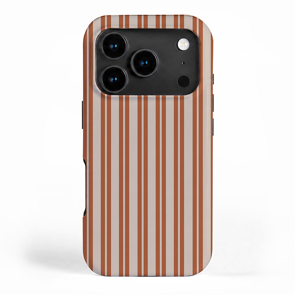 Rust Clay and Putty Classic Double Stripe Pattern iPhone Case Gallery Image 1