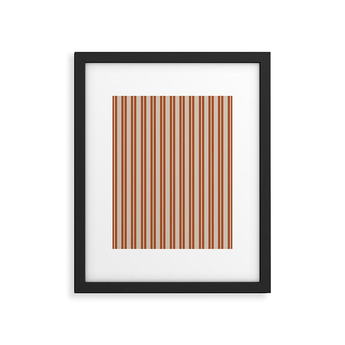 Rust Clay and Putty Classic Double Stripe Pattern Framed Art Print Gallery Image 1