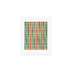 Rustic Retro Painted Plaid Pattern in Woodland Orange-Red Green Ochre Beige Art Print Gallery Image 1