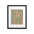 Rustic Retro Painted Plaid Pattern in Woodland Orange-Red Green Ochre Beige Framed Art Print Gallery Image 6