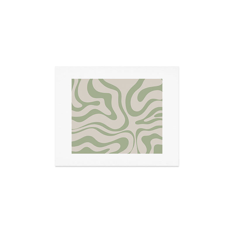 Sage and Beige Liquid Swirl Abstract Art Print Gallery Image 1