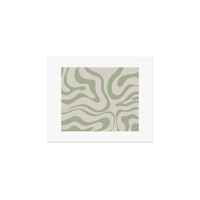Sage and Beige Liquid Swirl Abstract Art Print Gallery Image 1