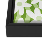 Sage and Olive Green Trippy Wavy Striped Flower Pattern Framed Canvas Print Gallery Image 3