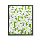 Sage and Olive Green Trippy Wavy Striped Flower Pattern Framed Canvas Print Gallery Image 8
