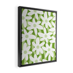 Sage and Olive Green Trippy Wavy Striped Flower Pattern Framed Canvas Print Gallery Image 2