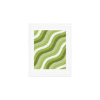 Sage and Olive Green Wobbly Pop Stripes Diagonal Pattern Art Print Gallery Image 1