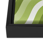 Sage and Olive Green Wobbly Pop Stripes Diagonal Pattern Framed Canvas Print Gallery Image 3