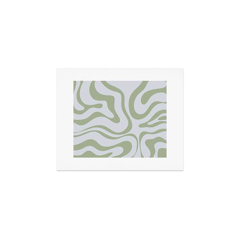 Sage and Silver Liquid Swirl Abstract Art Print Gallery Image 1