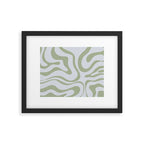 Sage and Silver Liquid Swirl Abstract Framed Art Print Gallery Image 5