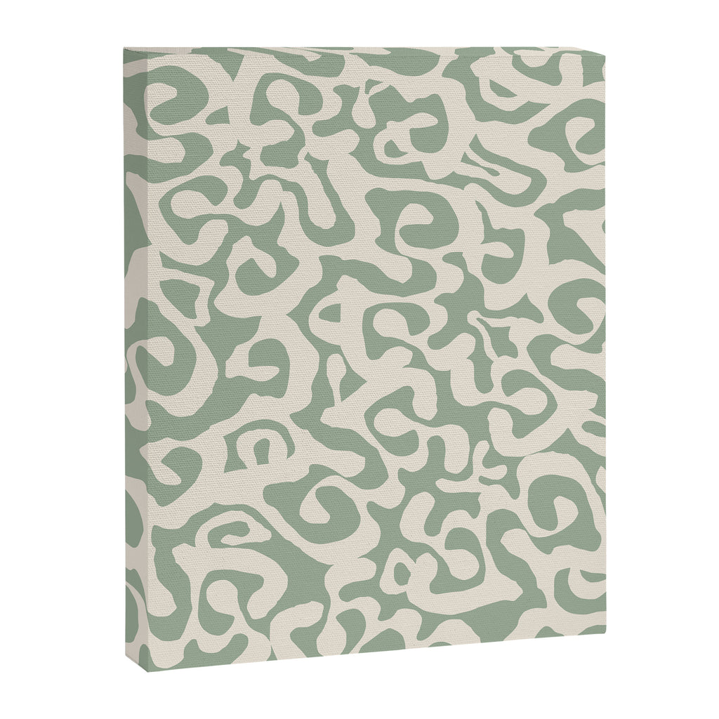 Sage Green and Almond Beige Abstract Modern Scala Media Pattern Canvas Print Gallery Image 6