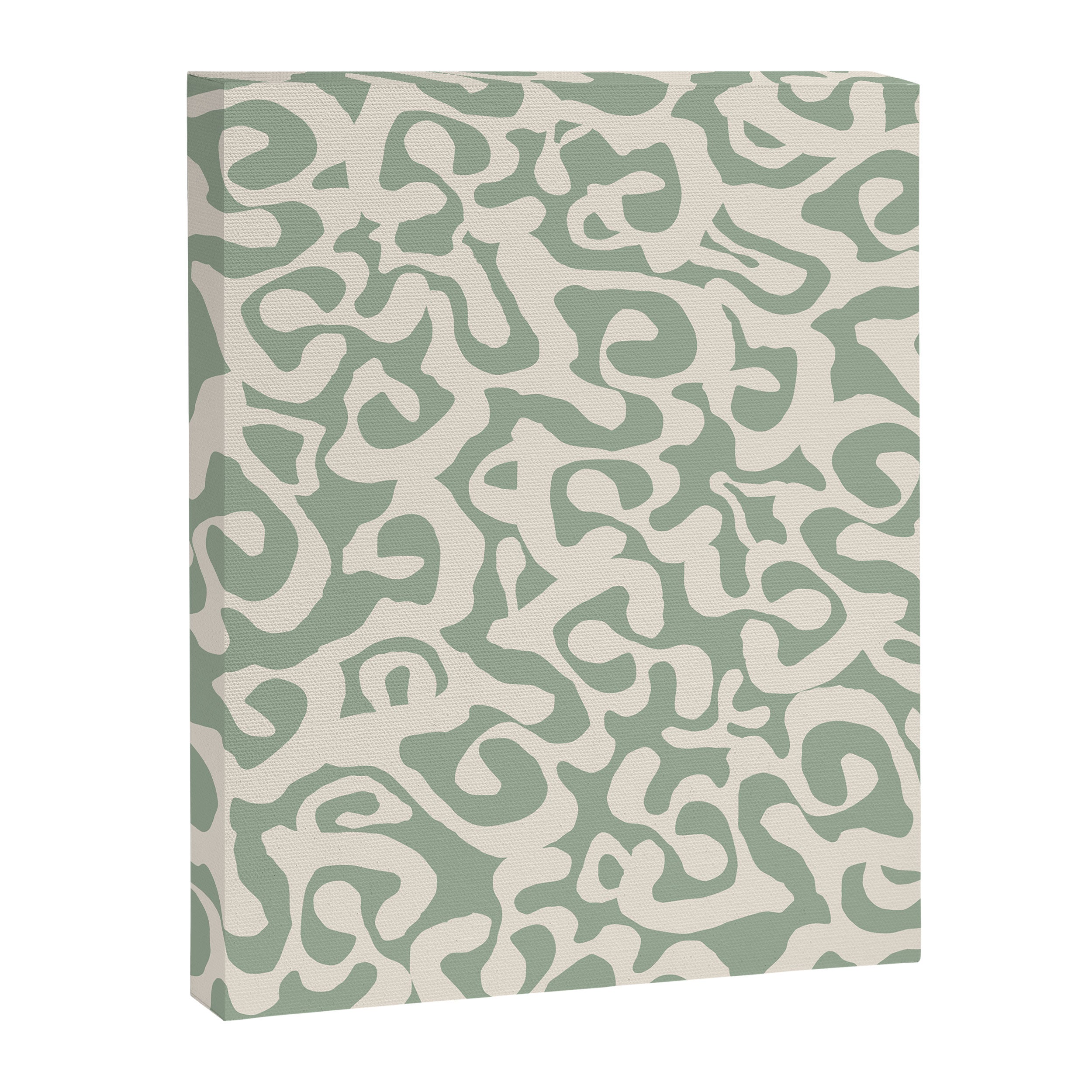 Sage Green and Almond Beige Abstract Modern Scala Media Pattern Canvas Print Gallery Image 6
