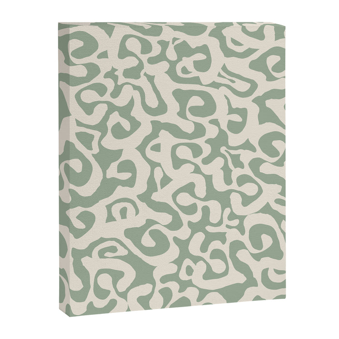 Sage Green and Almond Beige Abstract Modern Scala Media Pattern Canvas Print Gallery Image 1