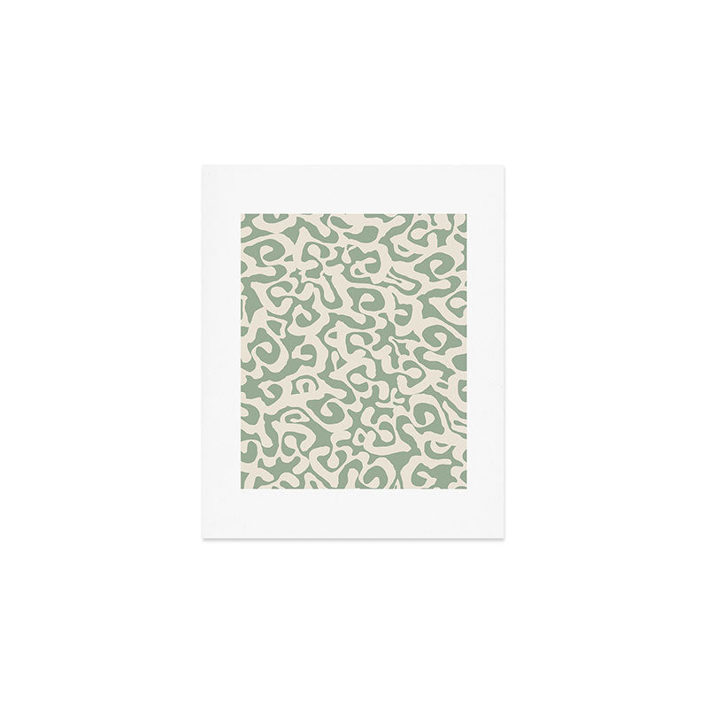 Sage Green and Almond Beige Abstract Modern Scala Media Pattern Art Print Gallery Image 1