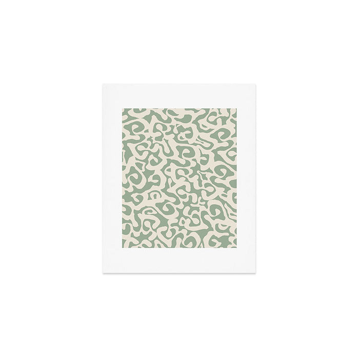 Sage Green and Almond Beige Abstract Modern Scala Media Pattern Art Print Gallery Image 1