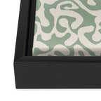 Sage Green and Almond Beige Abstract Modern Scala Media Pattern Framed Canvas Print Gallery Image 3