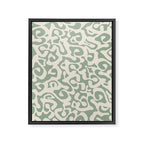 Sage Green and Almond Beige Abstract Modern Scala Media Pattern Framed Canvas Print Gallery Image 6