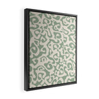 Sage Green and Almond Beige Abstract Modern Scala Media Pattern Framed Canvas Print Gallery Image 2