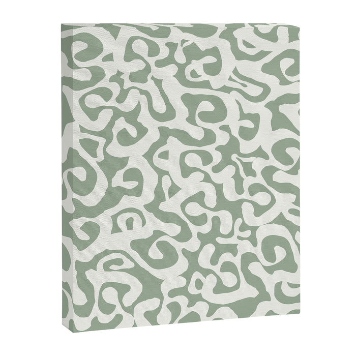 Sage Green and Off White Abstract Modern Scala Media Pattern Canvas Print Gallery Image 1